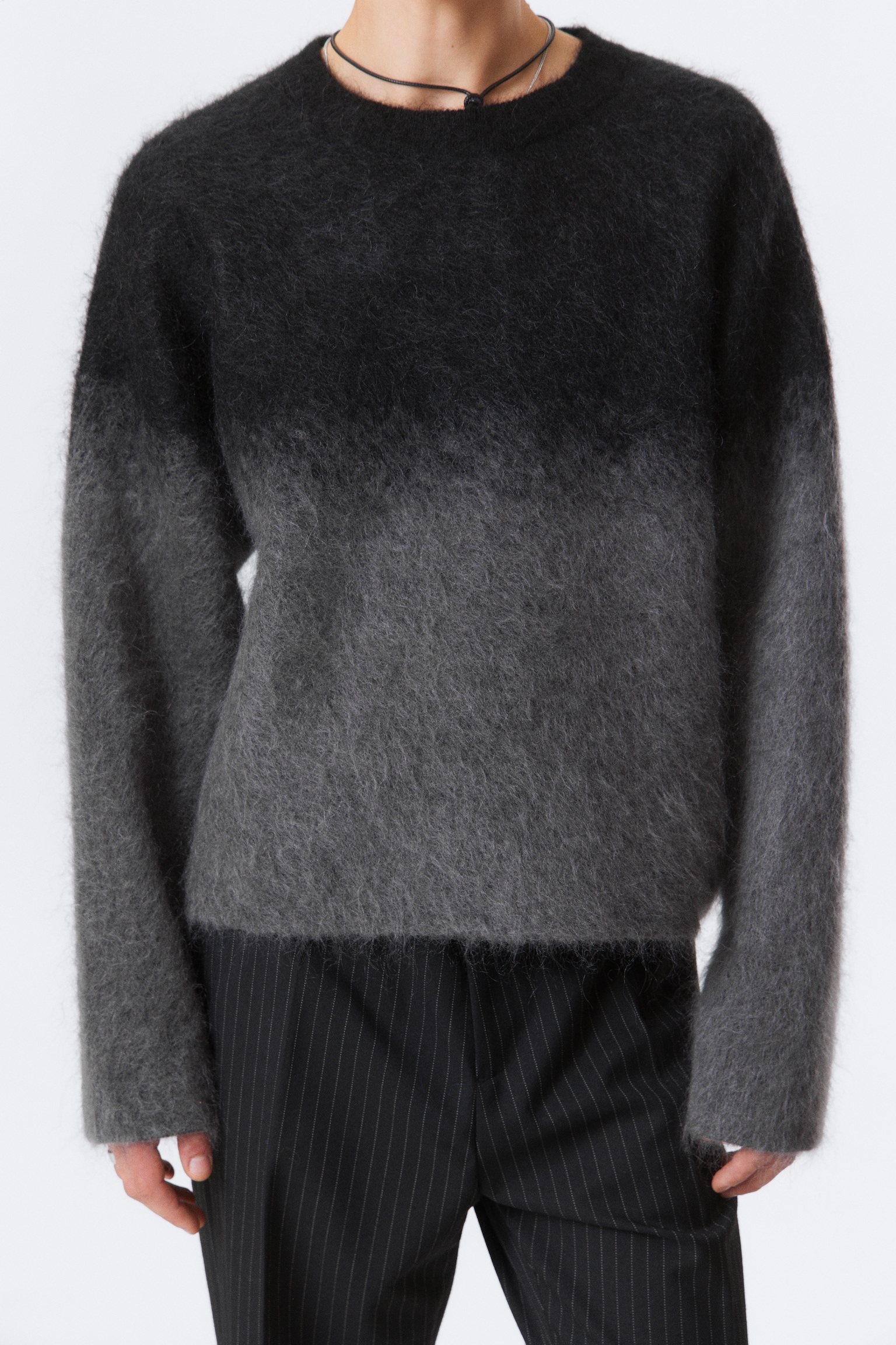 Pull délavé en mélange de mohair - Noir/gris dégradé - 5