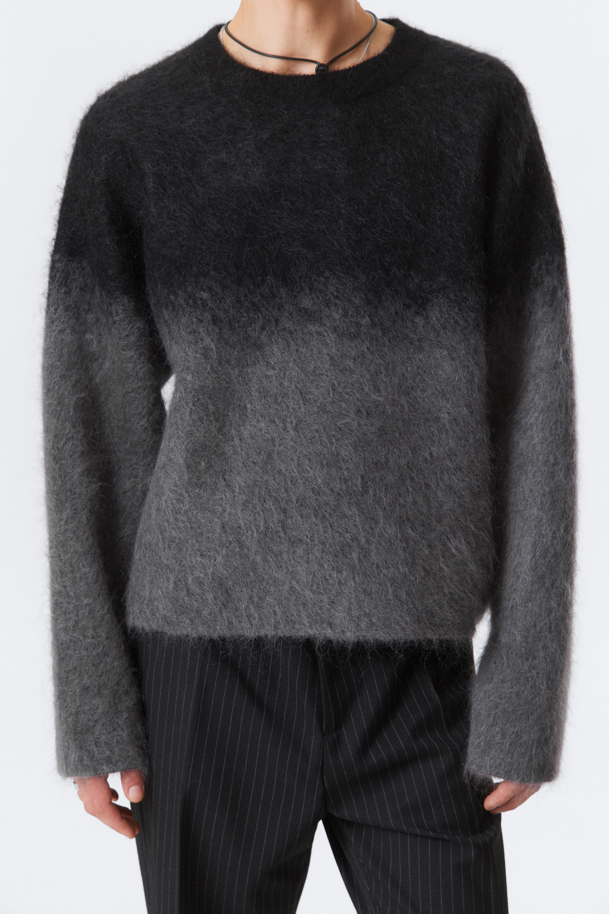 Black/Grey Fade - Faded Mohair-Blend Sweater - 2