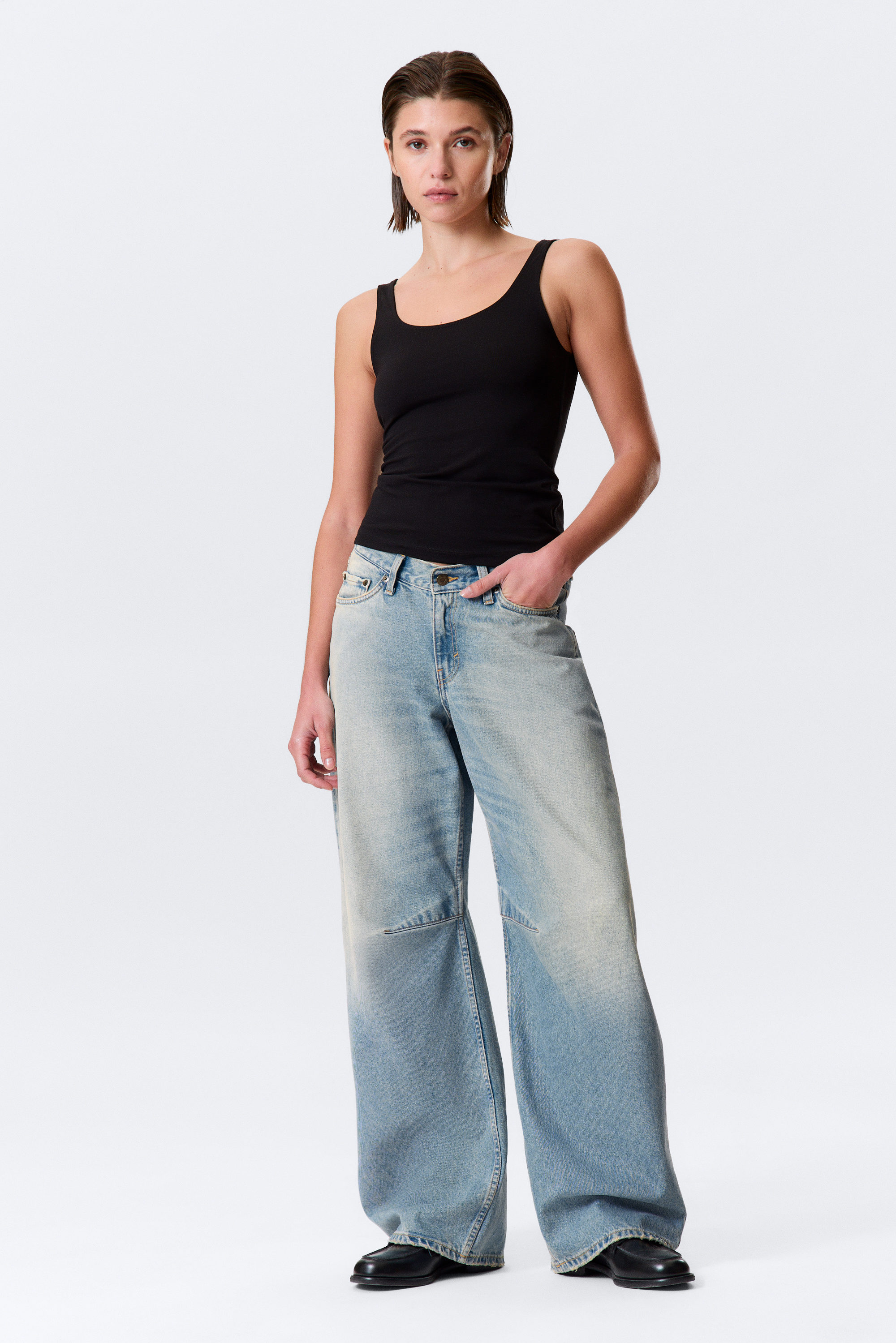 Port Blue - Lichtblauw - Losse wijde jeans met lage taille - 3