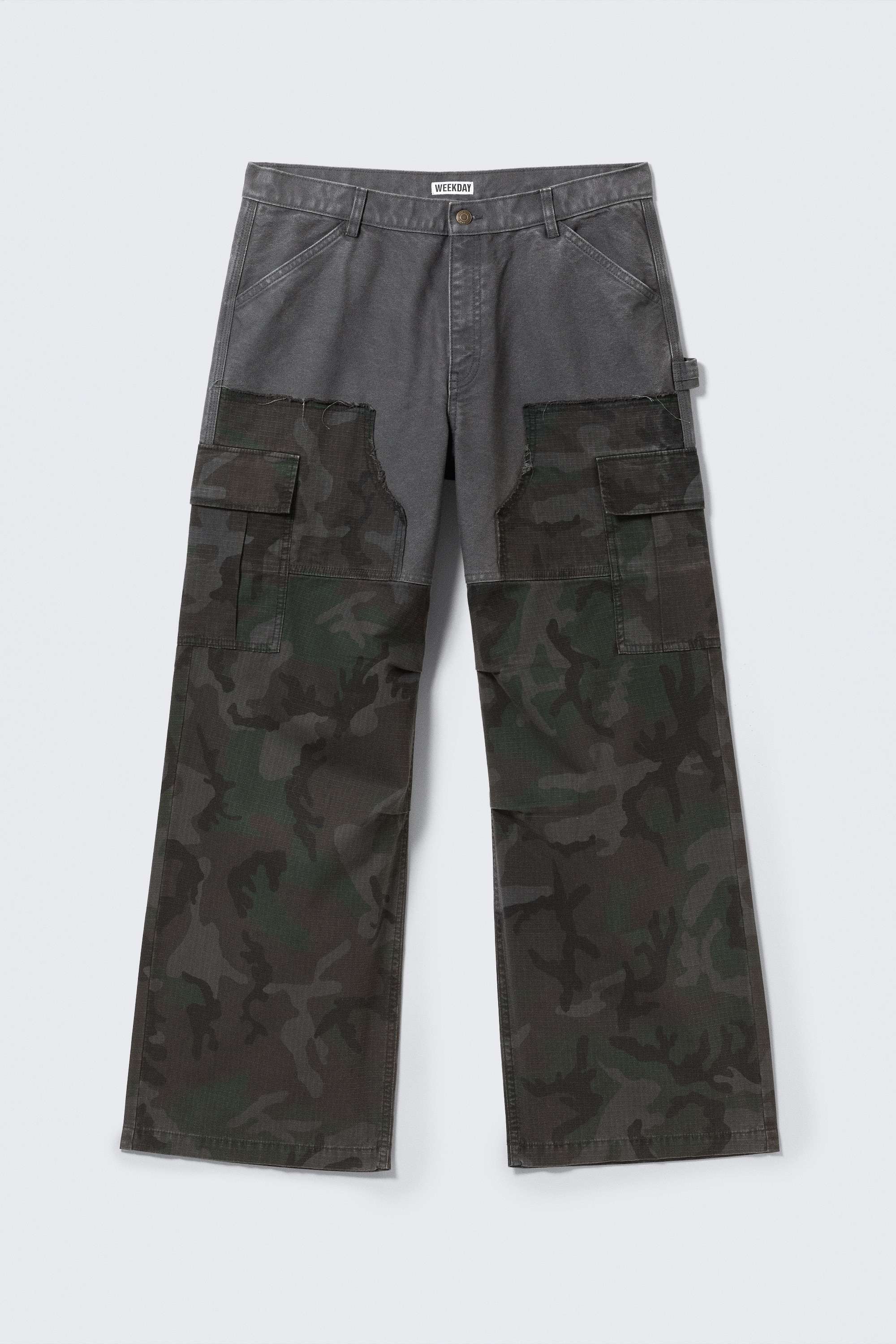 Pantalone cargo patchwork - Dusty Blue e Camo