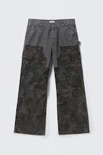 Staubblau & Camouflage - Lockere Patchwork-Cargohose - 7