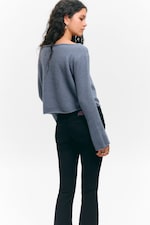 Dusty Blue - Soft Knit Boat-Neck Sweater - 2