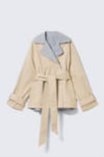 Beige & Hellgrau - Kurzer, wendbarer Zweireiher-Trenchcoat - 6