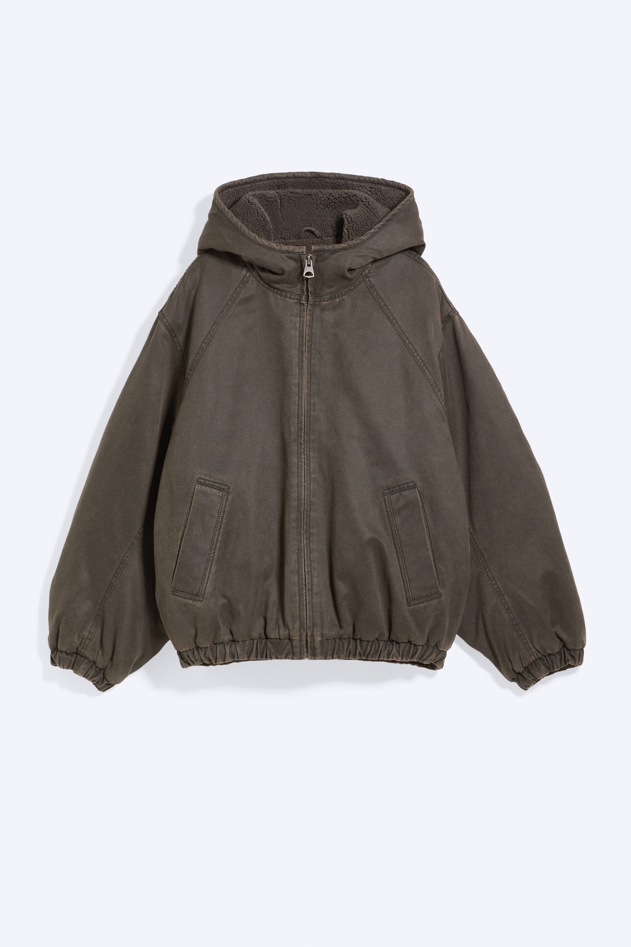 Dunkles Khakigrün - Pile Lined Hooded Jacket - 5