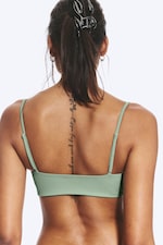 Vert - Haut de maillot triangle froncé - 1