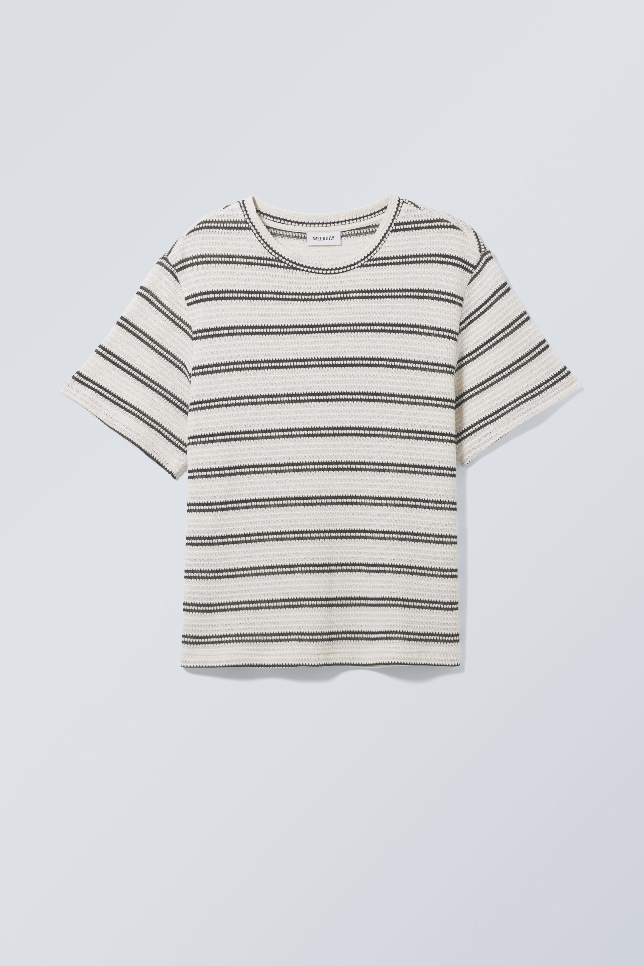 Schwarze Streifen Grauweiß - Strukturiertes T-Shirt Felix - 0