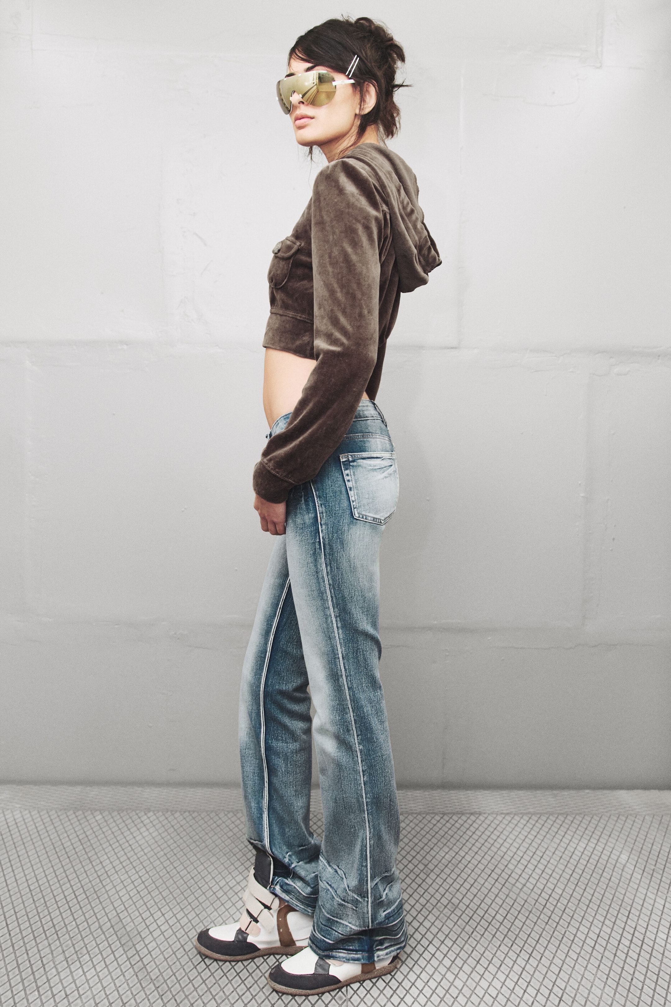 Thorn Blue - Mellanblå - Booty Bei Low Waist Skinny Bootcut Jeans - 2