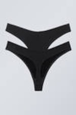 Black - 2-pack Low Waist Modal Thongs - 1