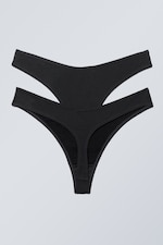 Schwarz - 2er-Pack Modal-Tangas mit niedriger Taille - 1