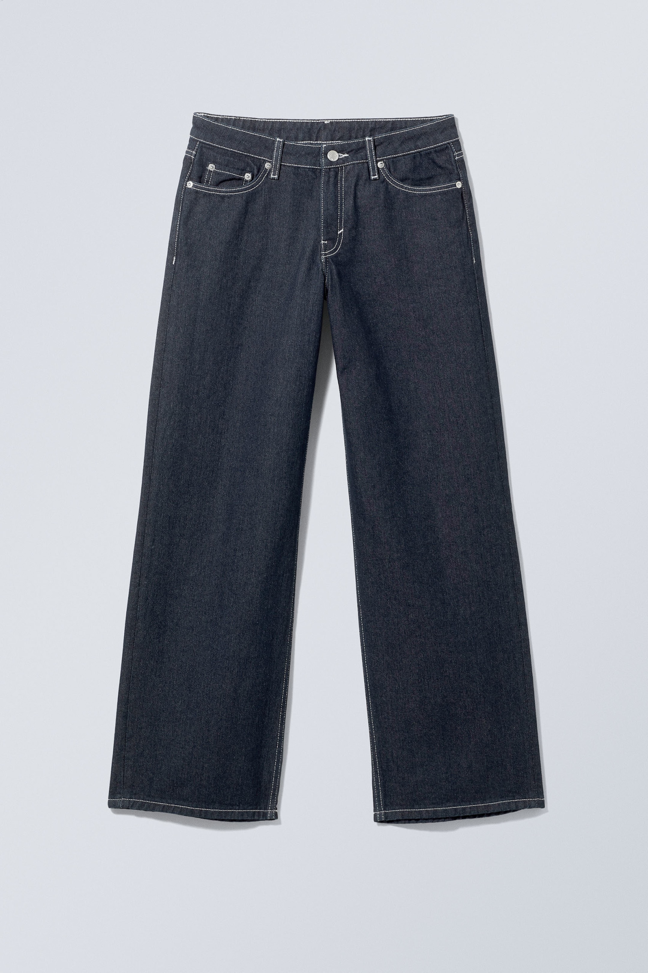 Blue Rinse - Ample Low Waist Loose Wide Jeans - 1