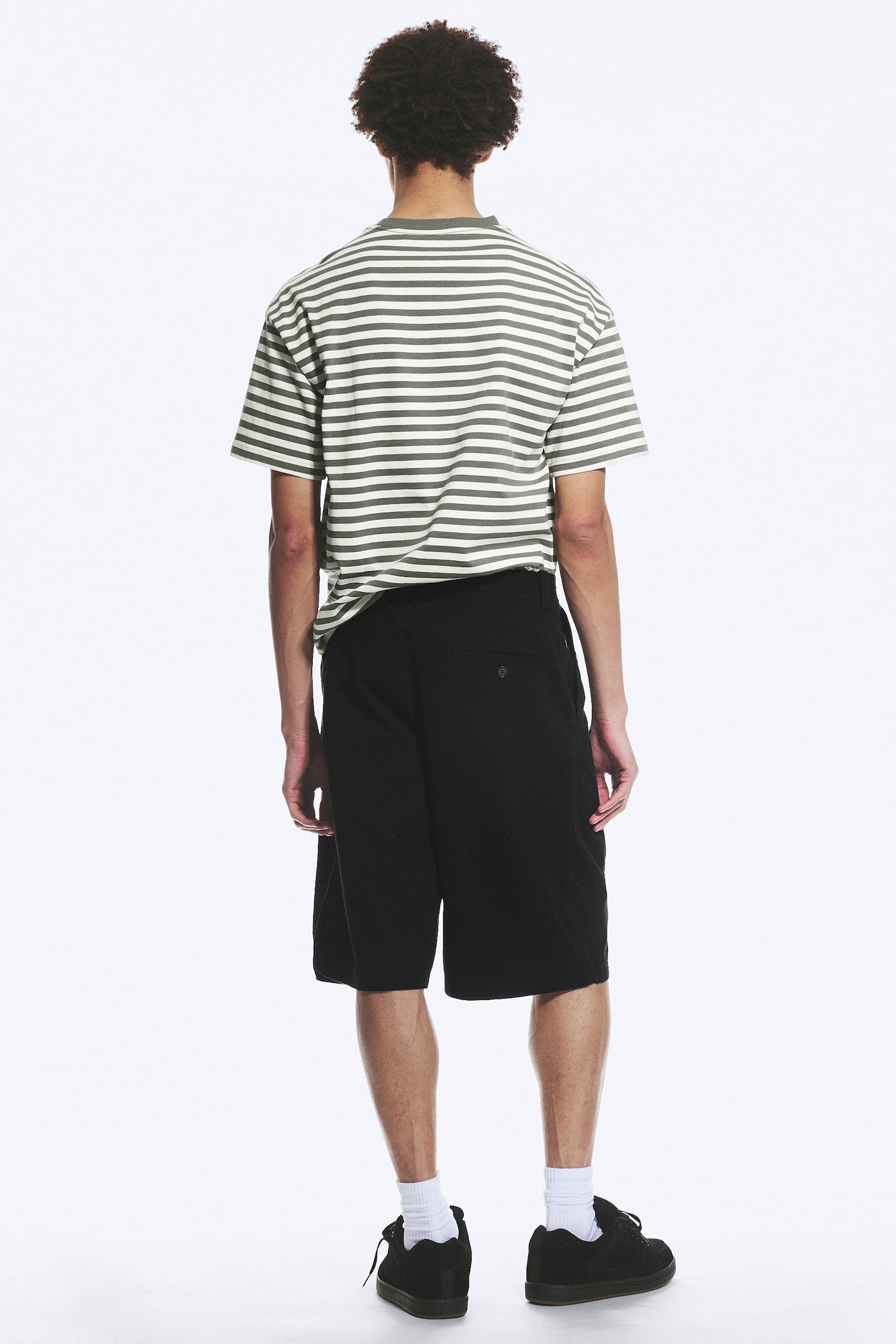 Cotton Chino Shorts - Black/Light Dusty Beige - 4