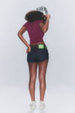 Dark Blue - Booty Bei Low Rise Mini Denim Shorts - 4