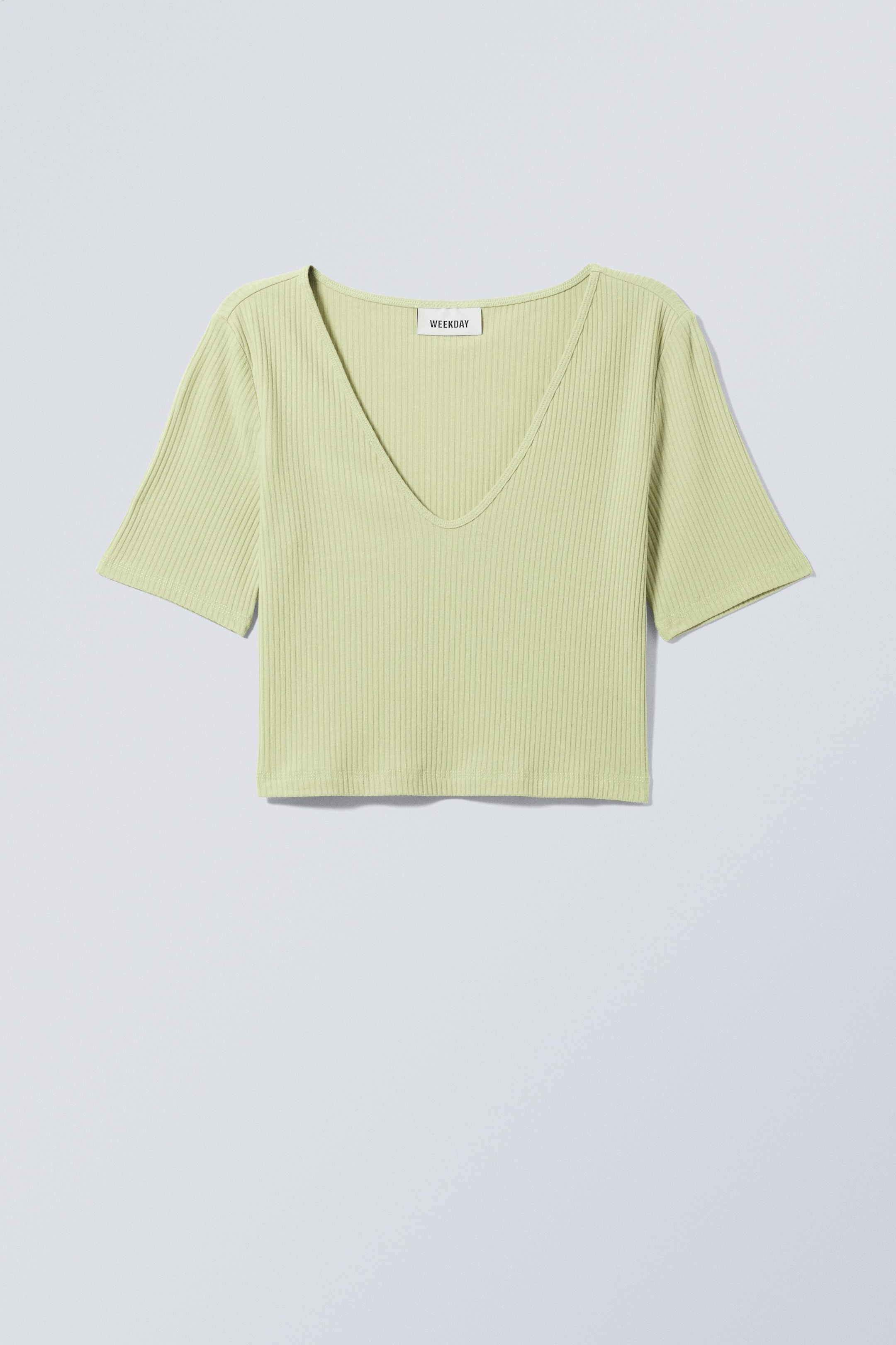 Pale green - Soft Rib Cropped T-shirt - 0