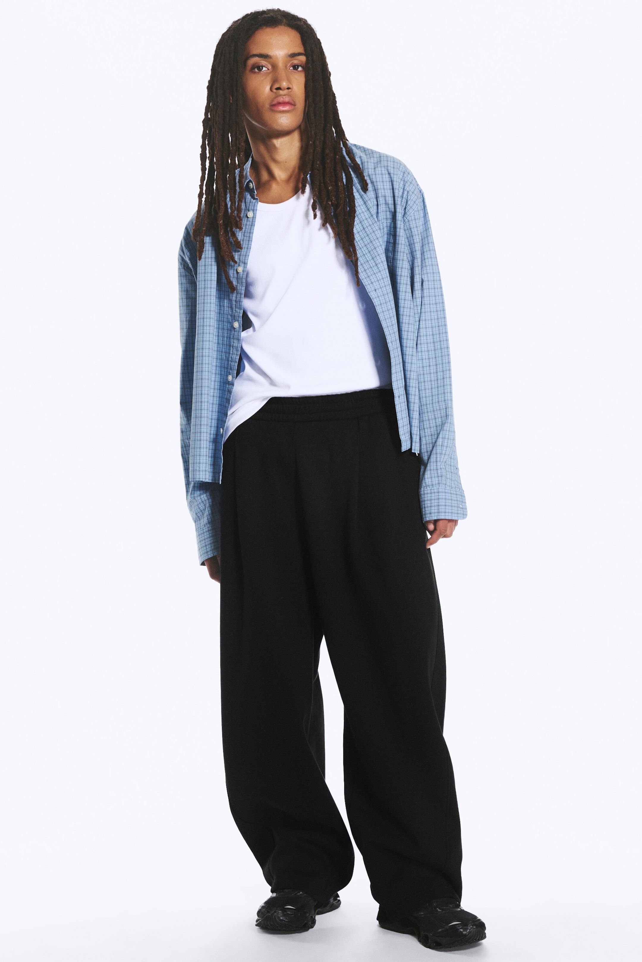 Donkerzwart - Loose Pleated Sweatpants - 1