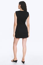 Schwarz - Ärmelloses Twill-Minikleid - 3