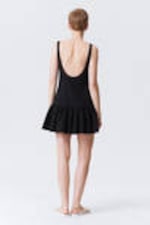 Schwarz - Ärmelloses Twill-Minikleid - 3