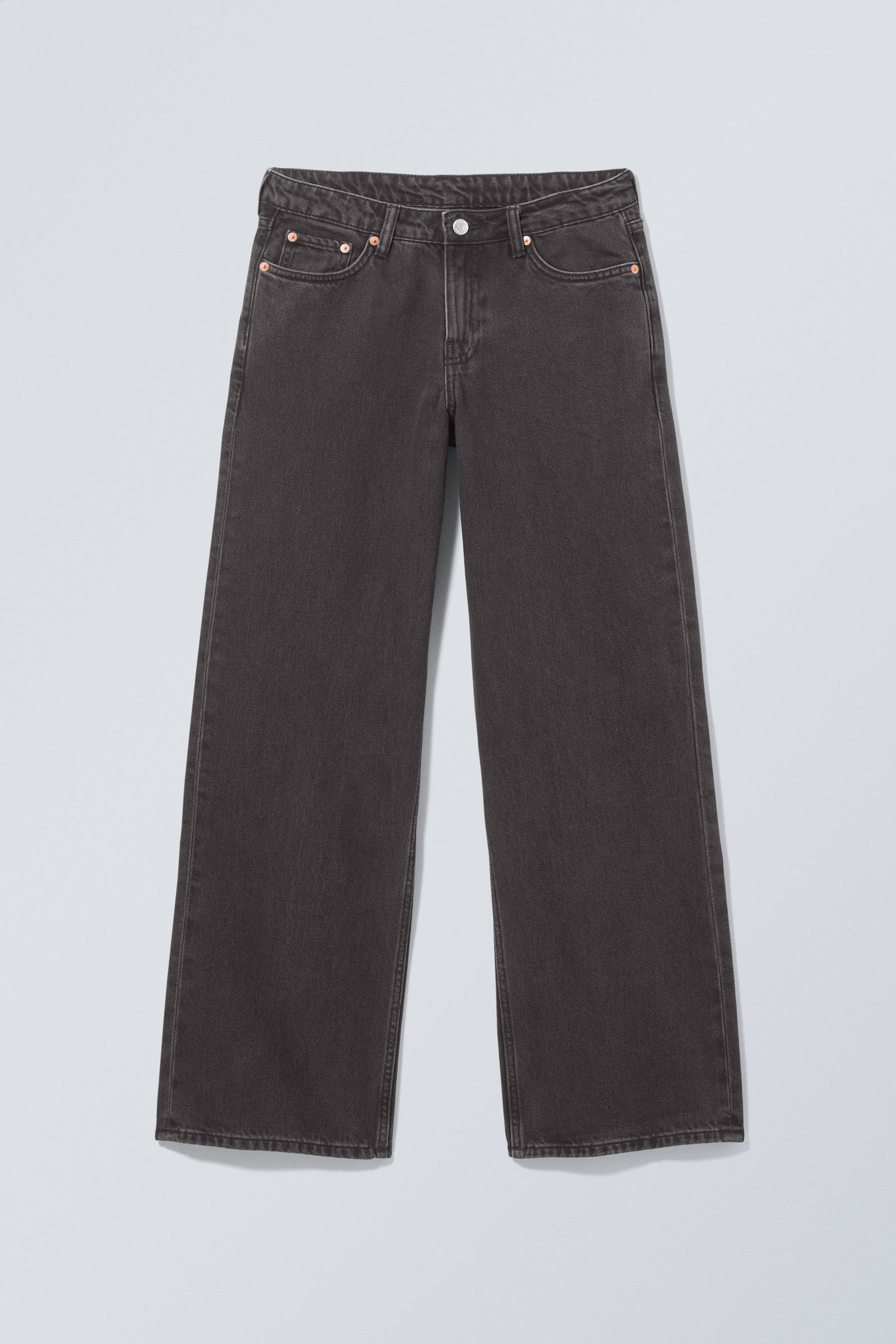 Ink Black - Black - Ample Low Rise Loose Wide Leg Jeans - 5