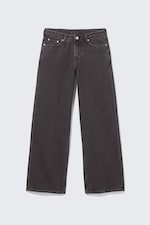 Ink Black - Black - Ample Low Rise Loose Wide Leg Jeans - 5