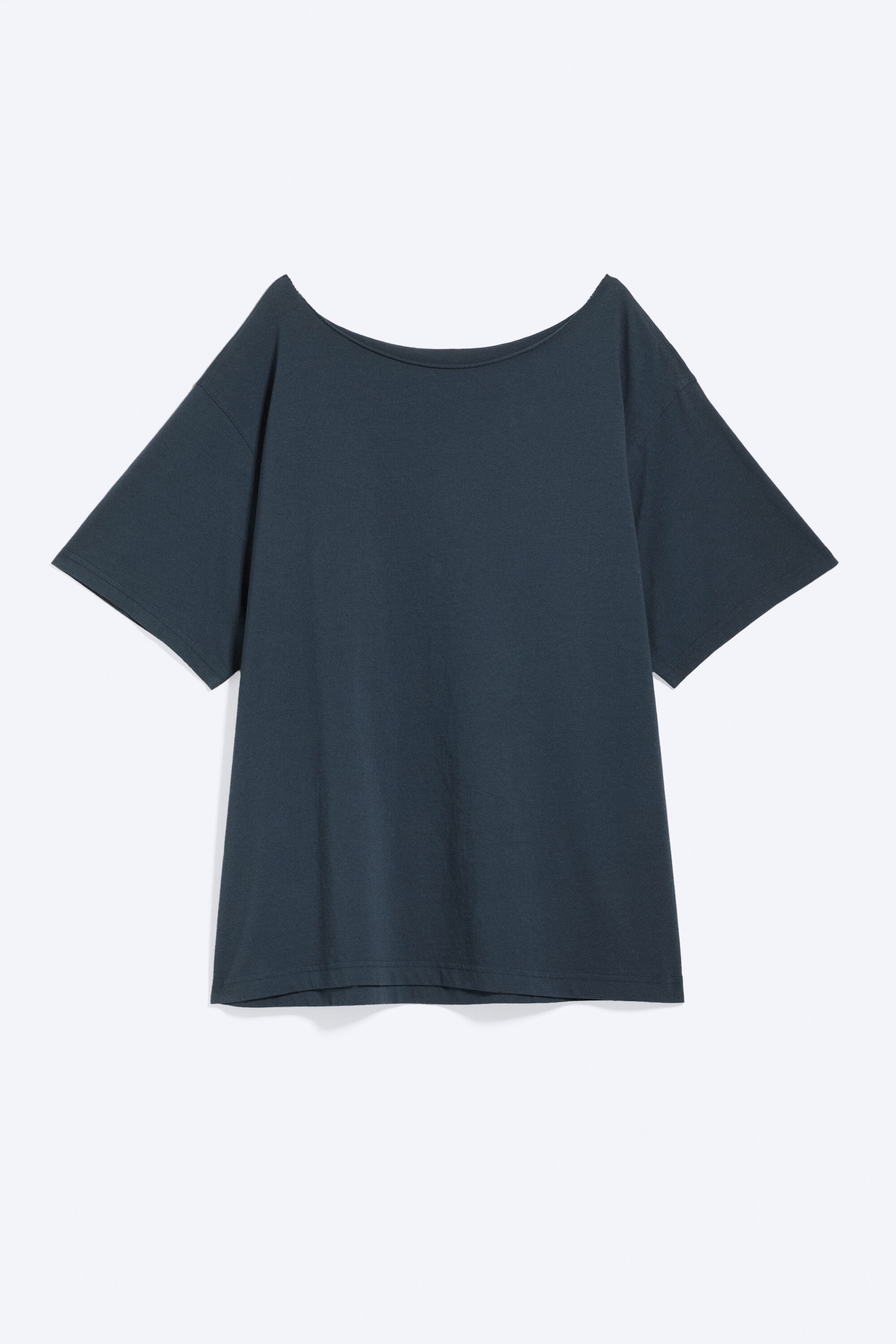 Dunkelblau - Oversized T-Shirt mit U-Boot-Ausschnitt - 3