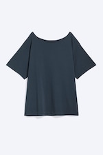 Dunkelblau - Oversized T-Shirt mit U-Boot-Ausschnitt - 3