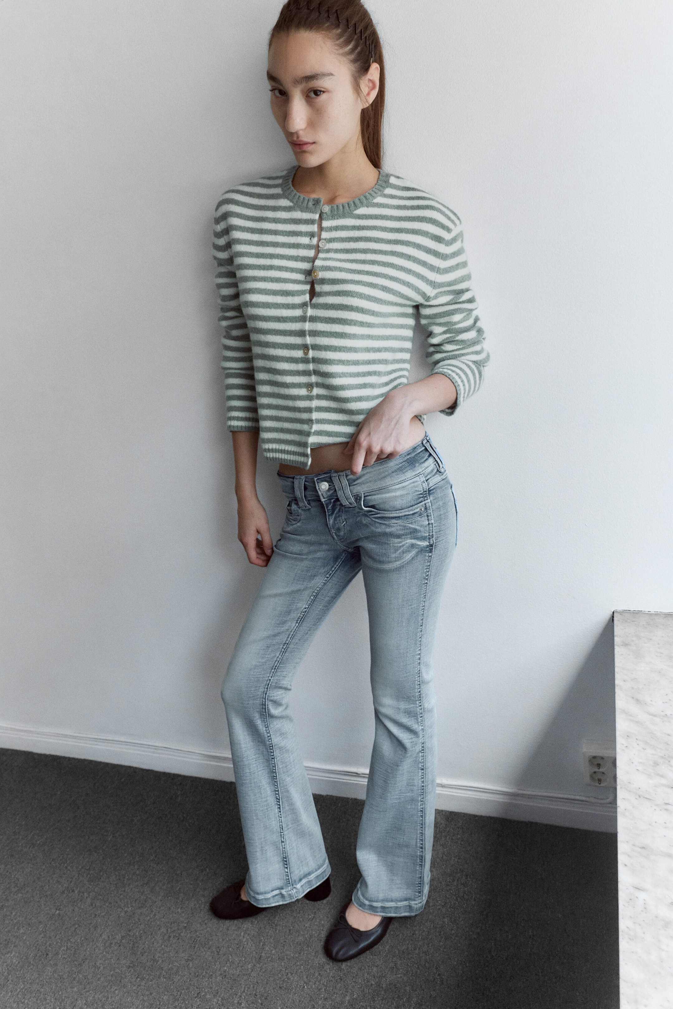 Striped Mint & White - Striped cardigan - 1