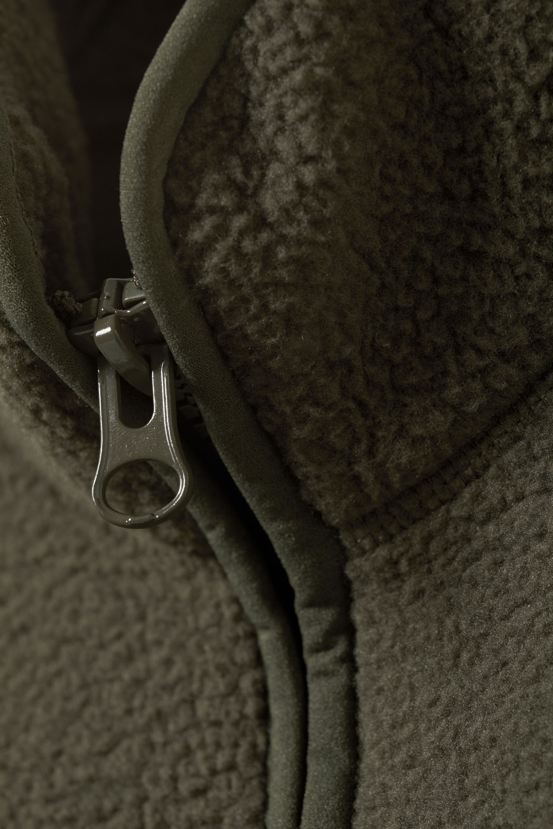 Mörk khakigrön - Oversized fleece-tröja med halv dragkedja - 2