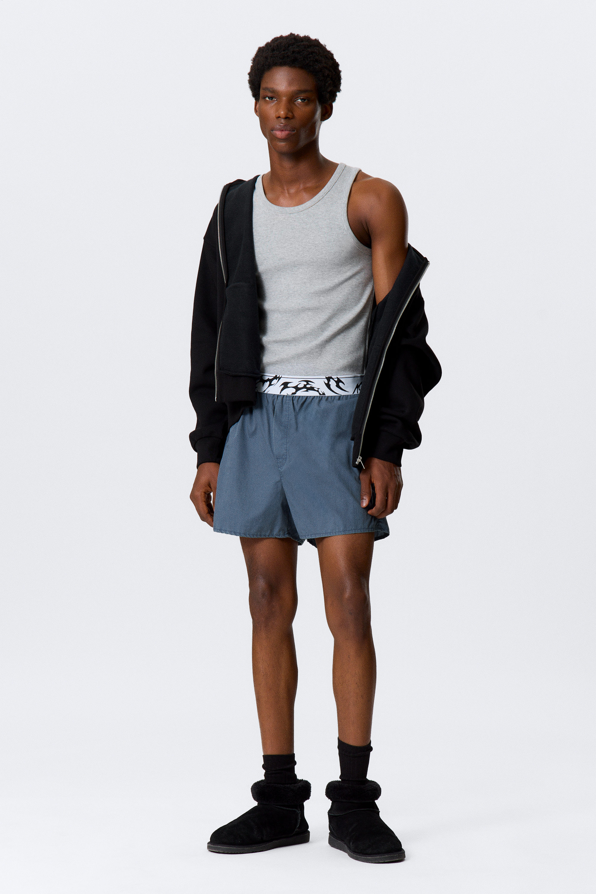 Washed Dark Blue - Boxer Pyjama Shorts - 3