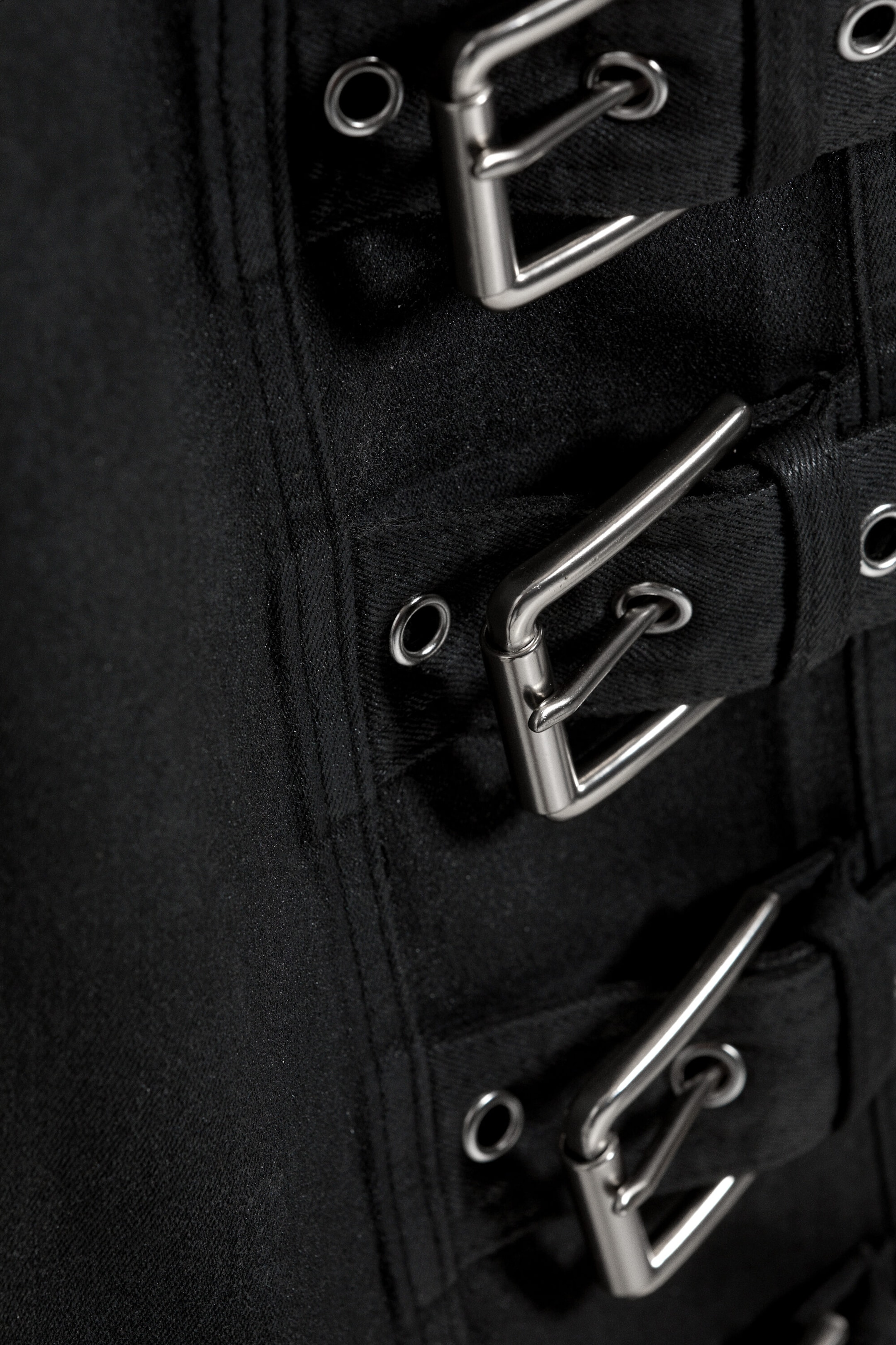 Coated Black - Low-Rise Buckle Straight Coated Jeans - 6