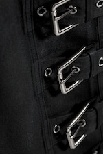 Coated Black - Low-Rise Buckle Straight Coated Jeans - 6