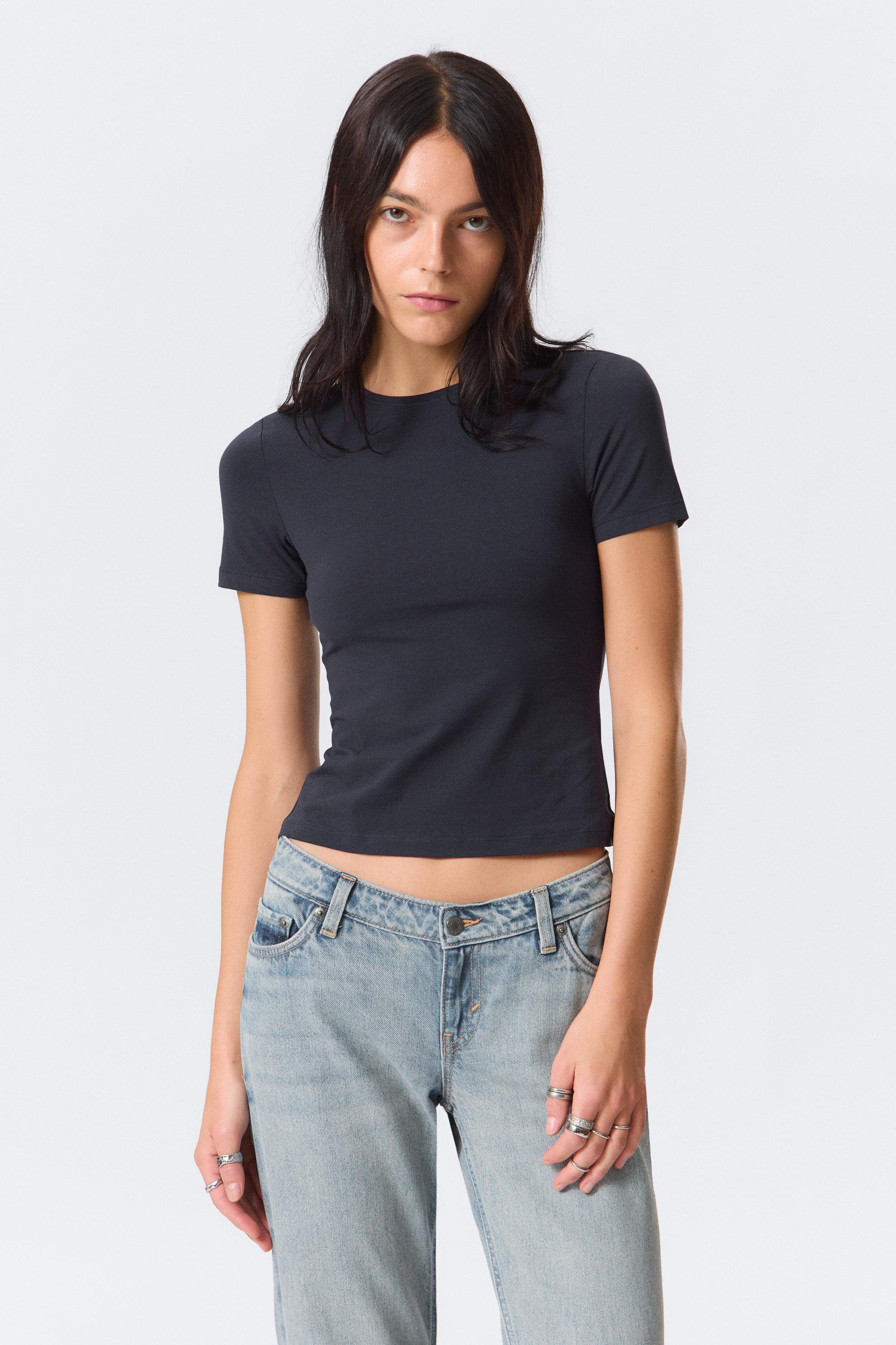 Dark Blue - Slim Fitted T-shirt - 1