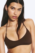 Mørkebrun - Minimal halterneck-bikinitopp - 2