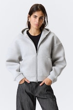 Grey Melange - Oversized Scuba Zip-Hoodie - 2