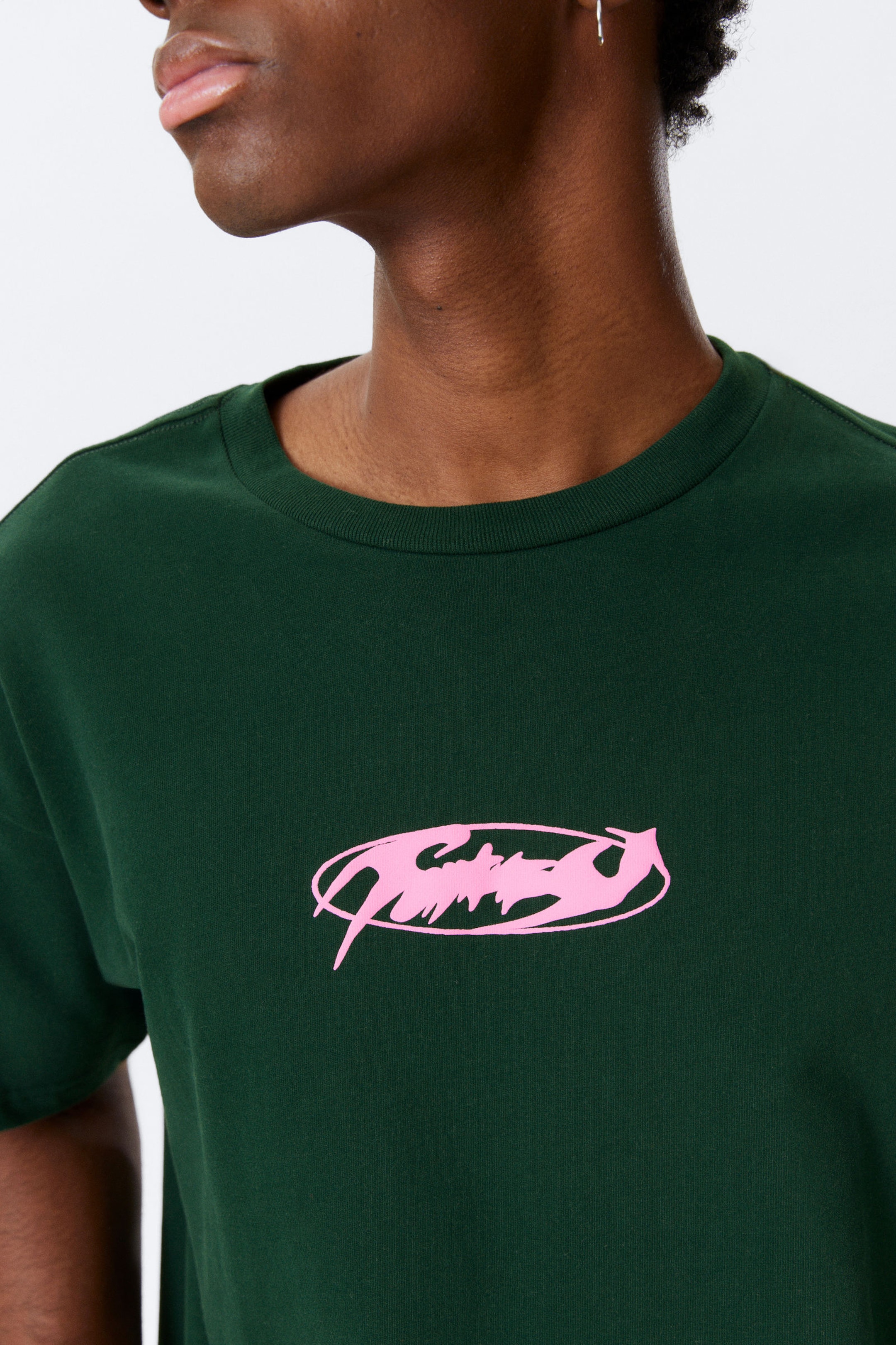 Dark Green - Fntsy - Great Boxy Printed Graphic Tee - 2