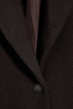 Dunkelbraun - Langer, einreihiger Slim-Fit-Mantel - 5