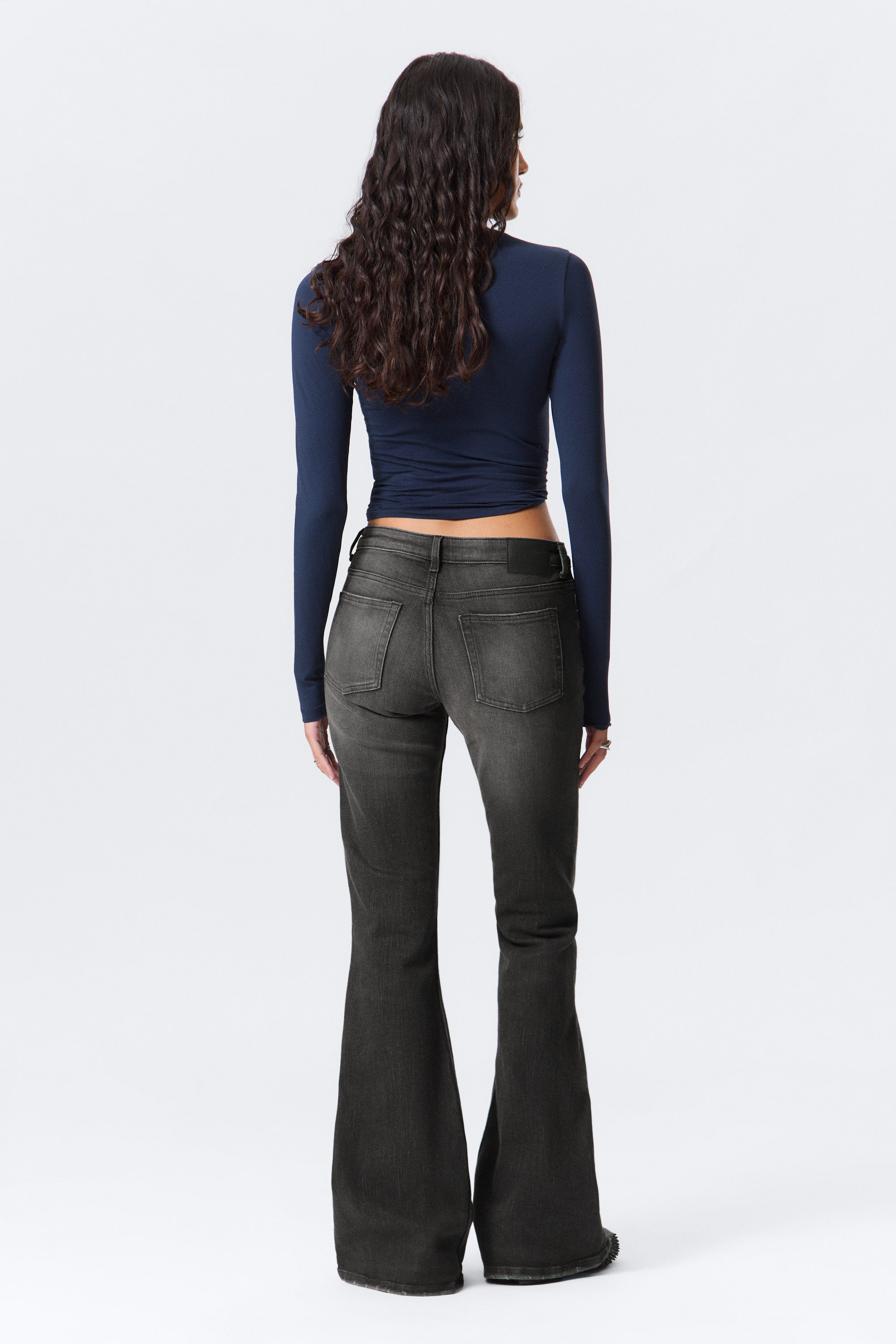 Phantom Black - Black - Katsumi Low Rise Slim Flared Leg Jeans - 4