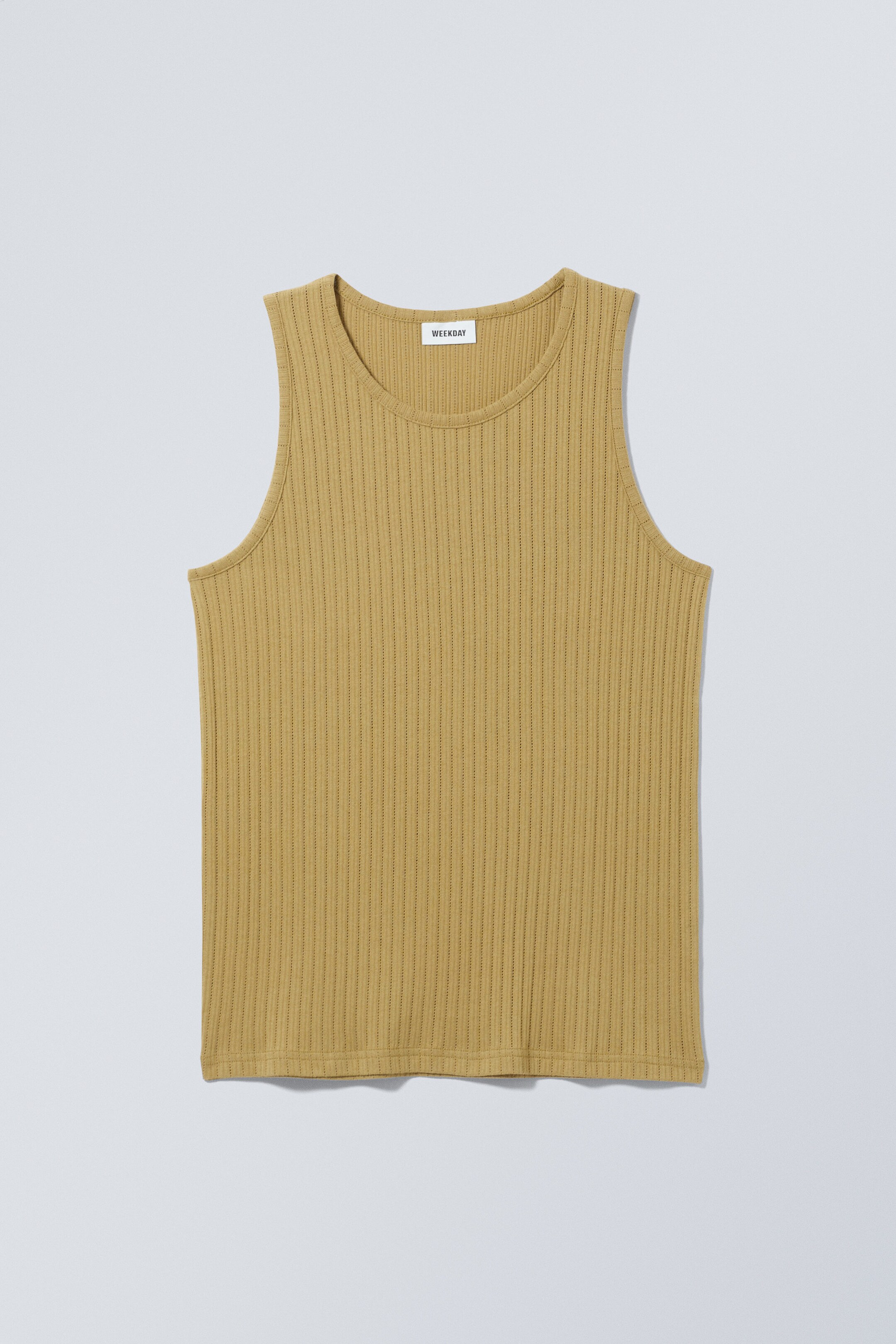 Dunkelbeige - Lockeres Tanktop in Pointelle-Strick - 0