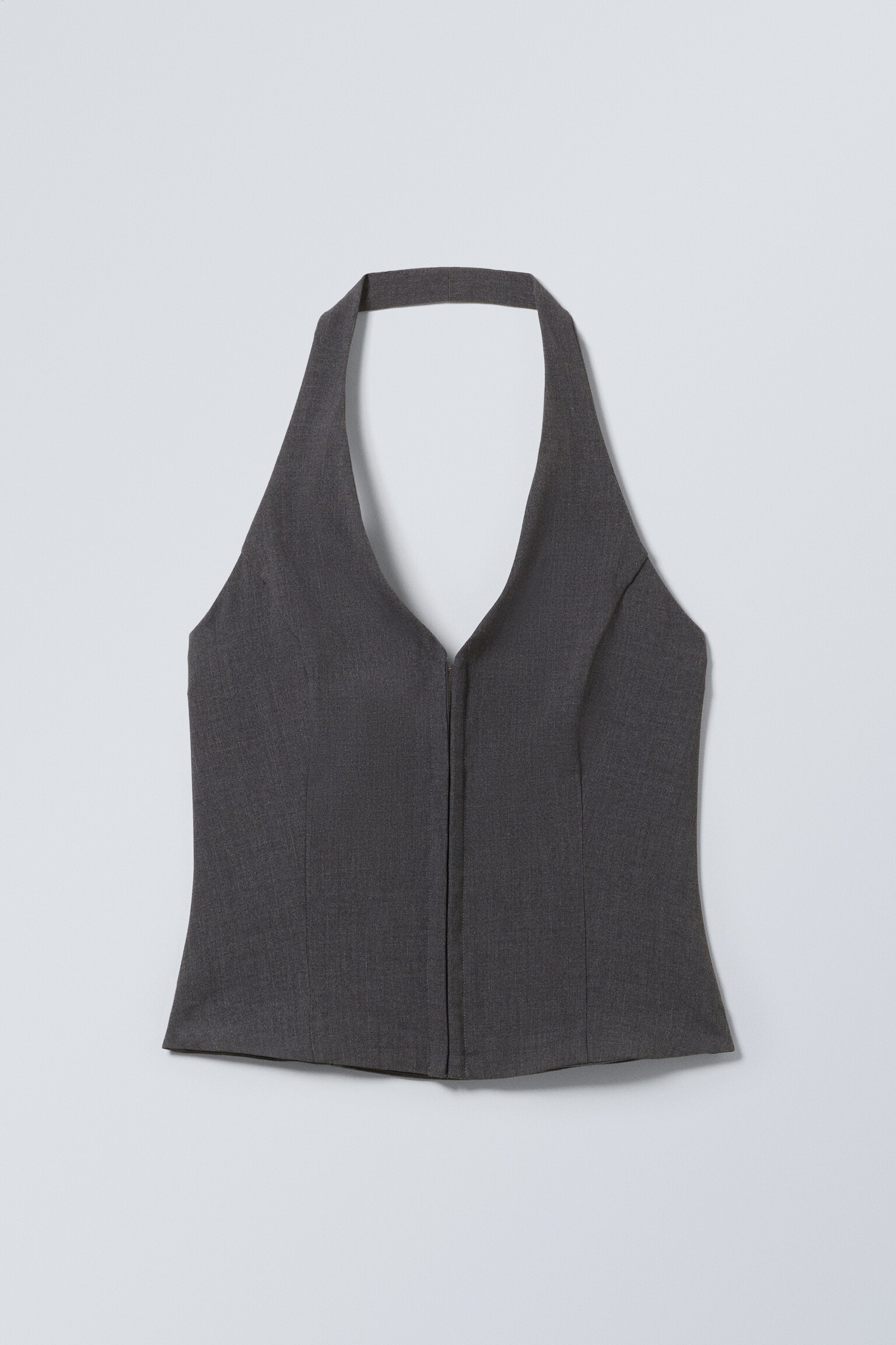 Top curto com decote halter - Cinzento-escuro/Castanho-escuro/Xadrez azul-escuro/Preto