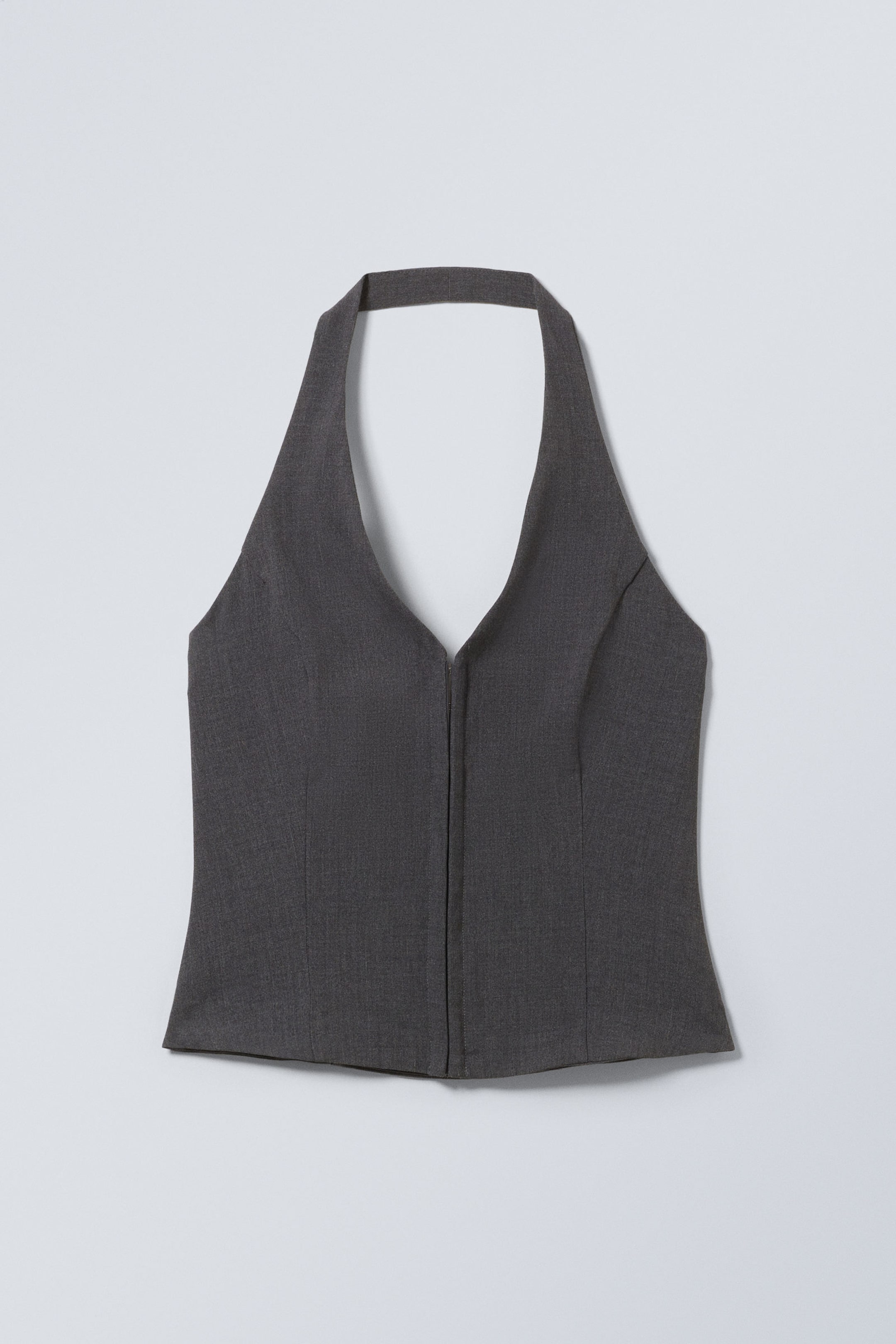 Mörkgrå - Kort halterneck-topp - 1