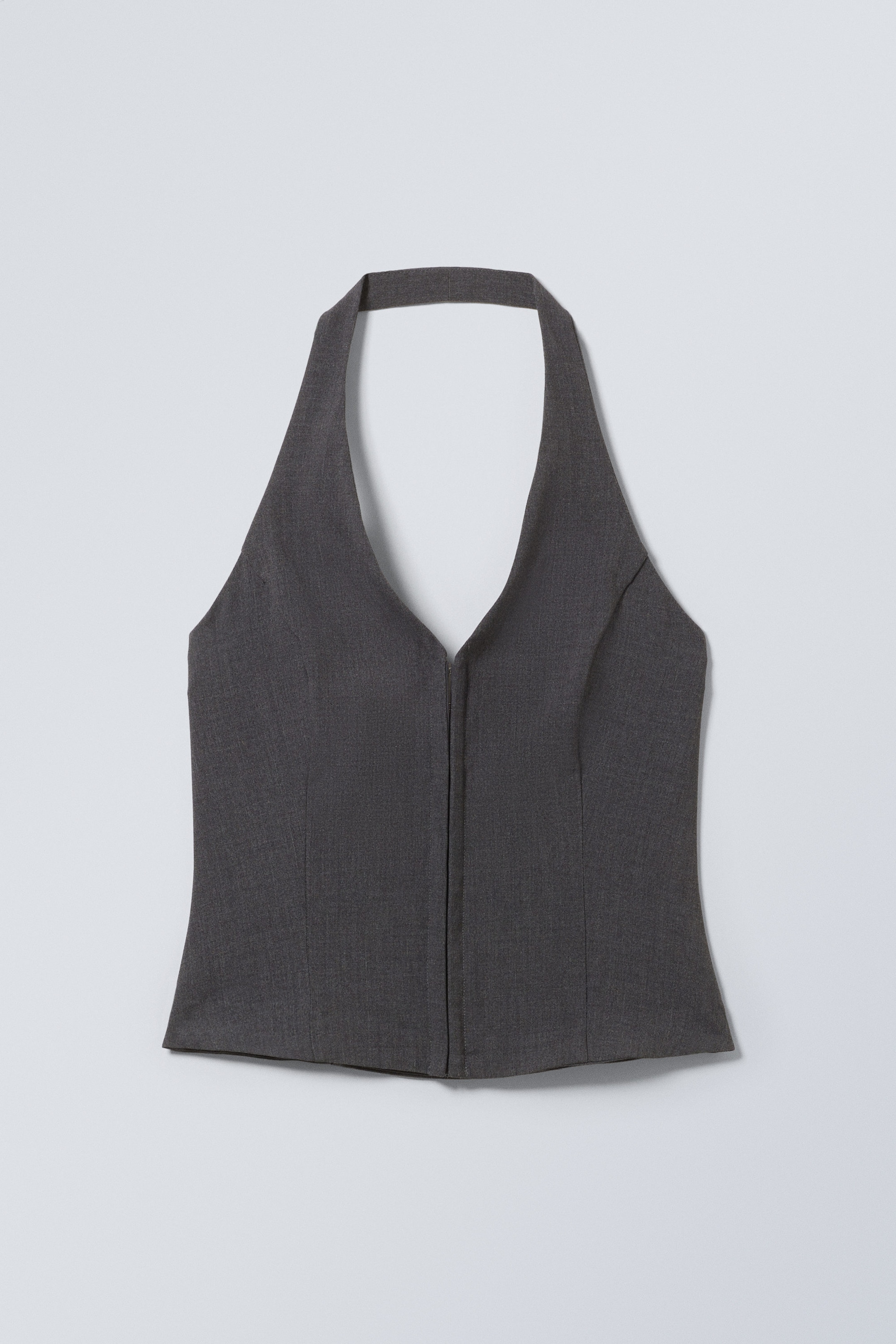 Mörkgrå - Kort halterneck-topp - 1