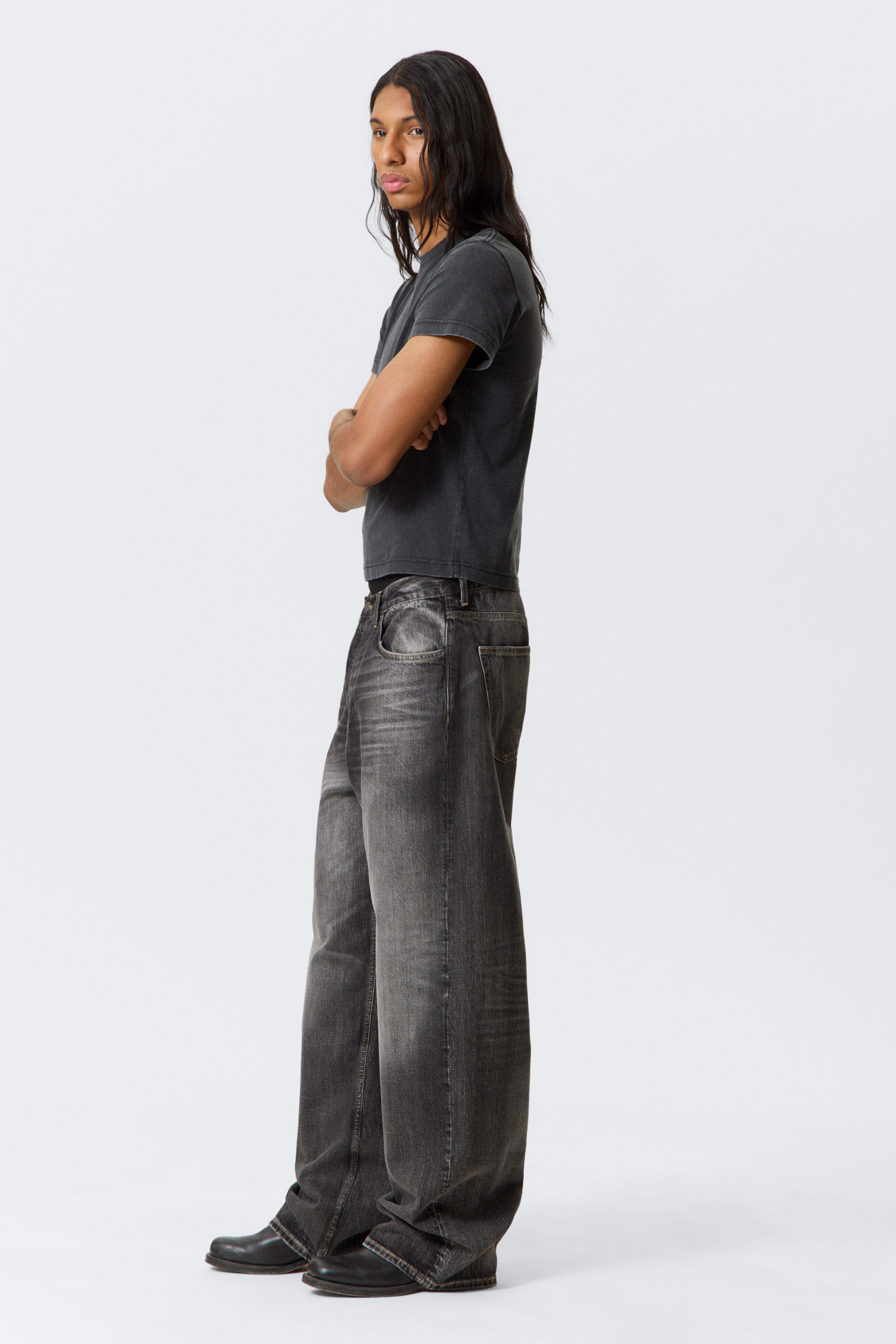 Dusky Black - Black - Astro Loose Baggy Leg Jeans - 6