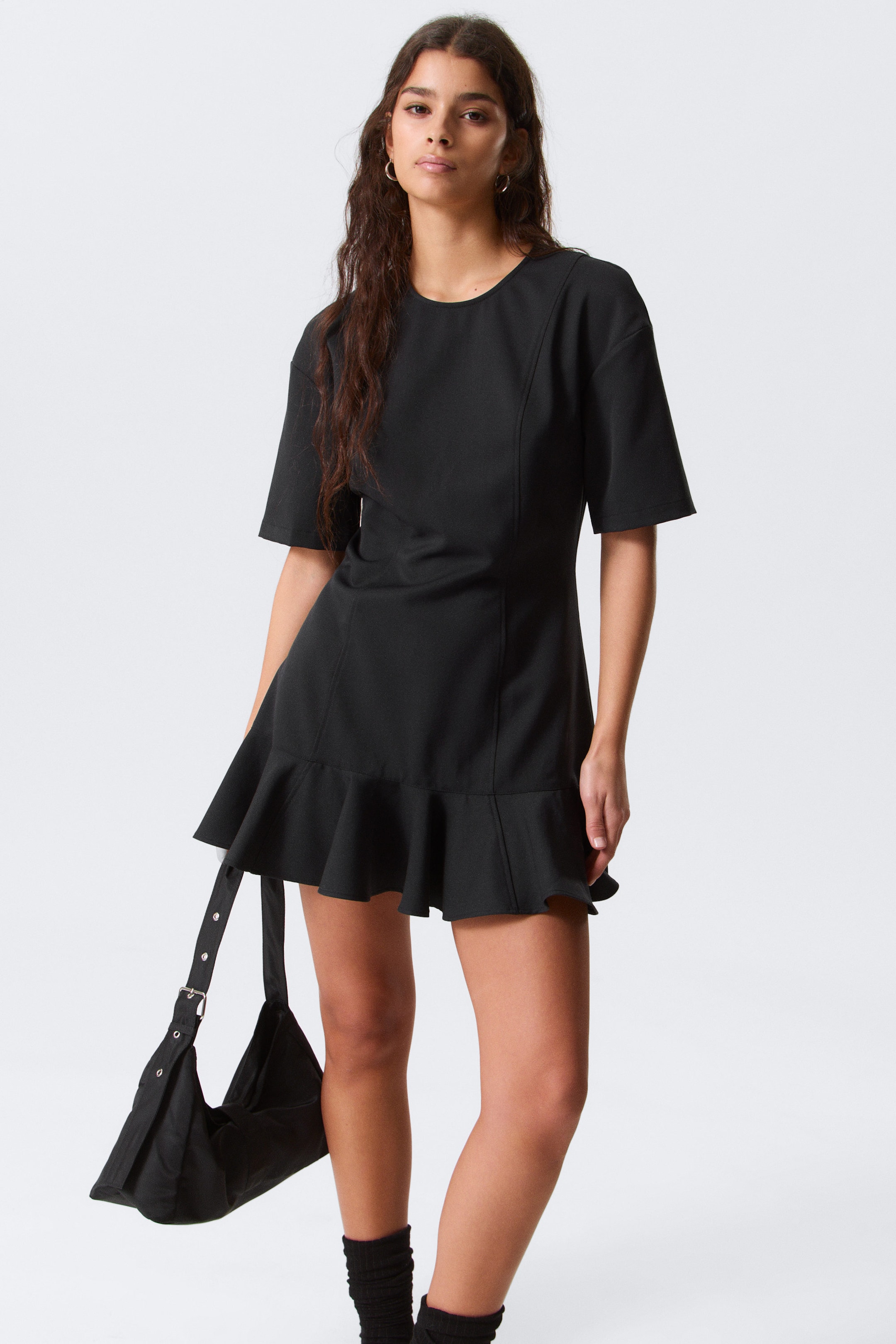 Black - Fit-and-Flare Mini Dress - 1