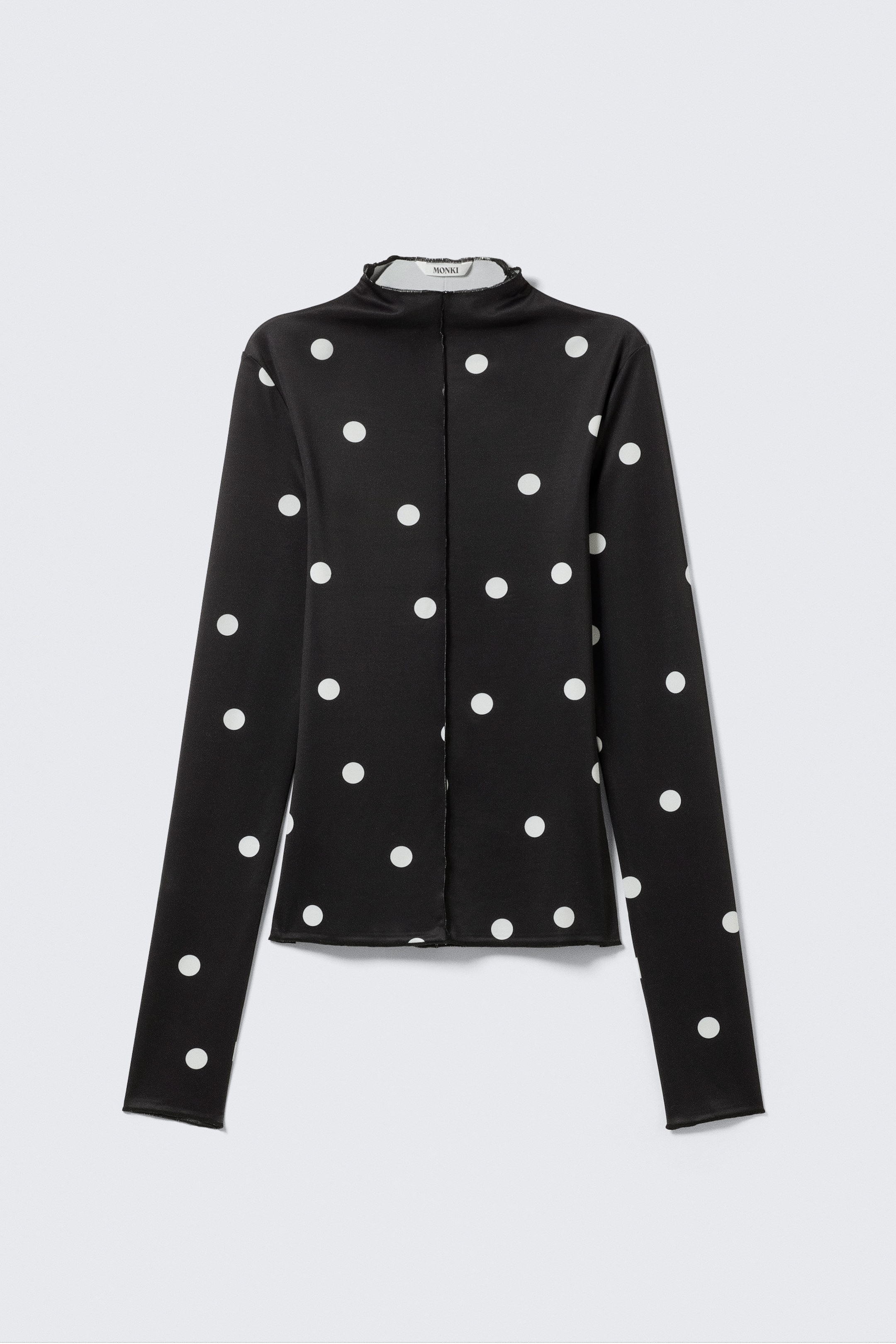 Schwarz - Langarm-Top mit schmaler Passform und Stehkragen - 1