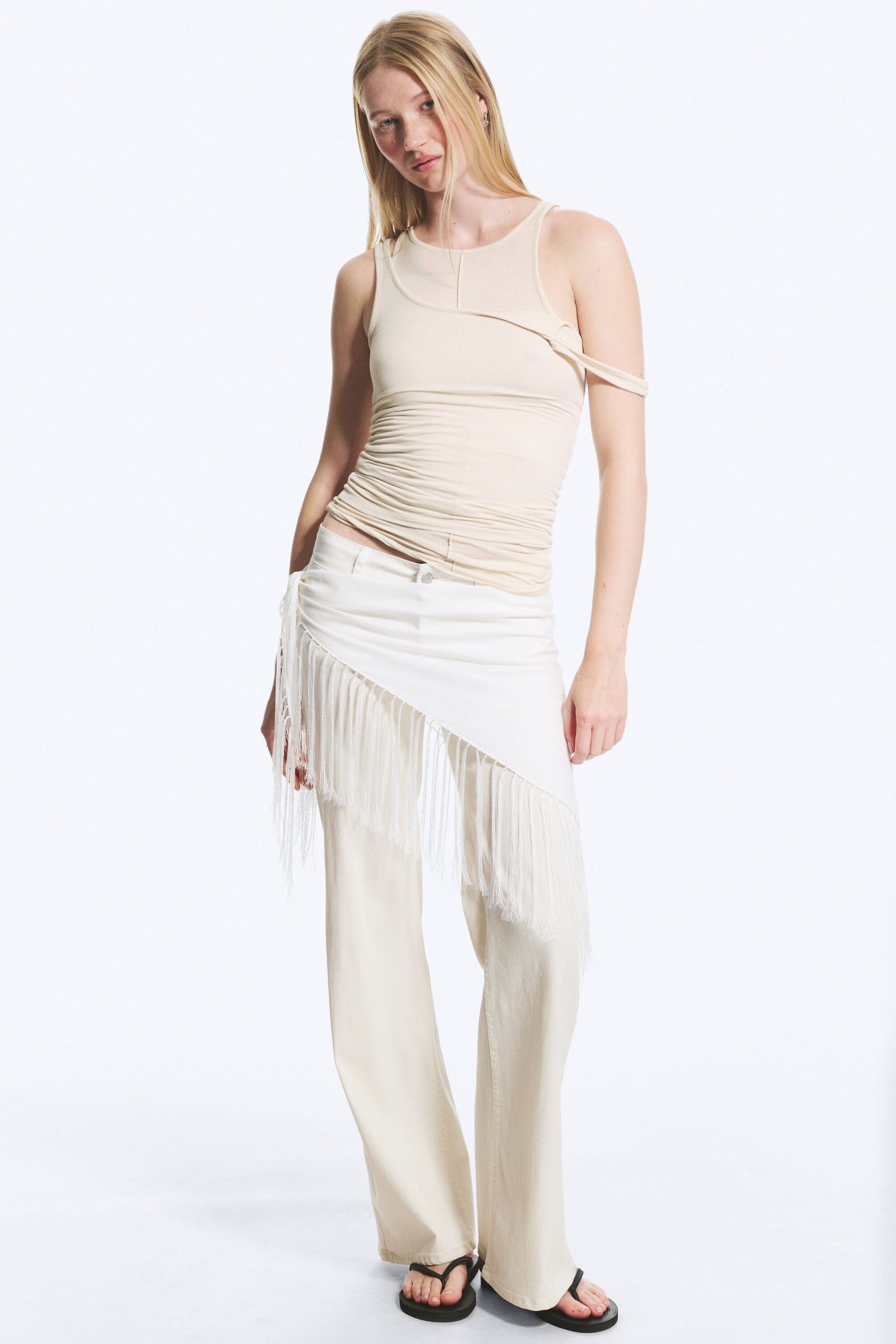 Light Beige - Nauwsluitende dubbellaagse jersey tank - 2