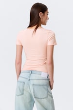 Dusty Pink - Slim Deep V-neck T-shirt - 2