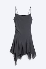 Dunkelgrau - Asymmetrisches Minikleid mit Strass - 0
