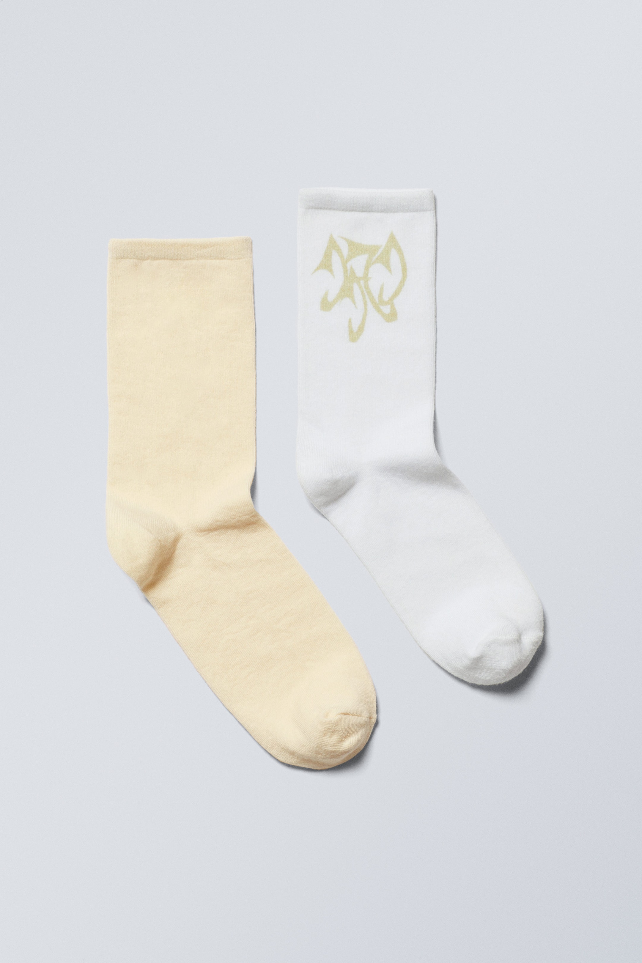 Gelb & Weiß - 2er-Pack softe Graphic-Socken