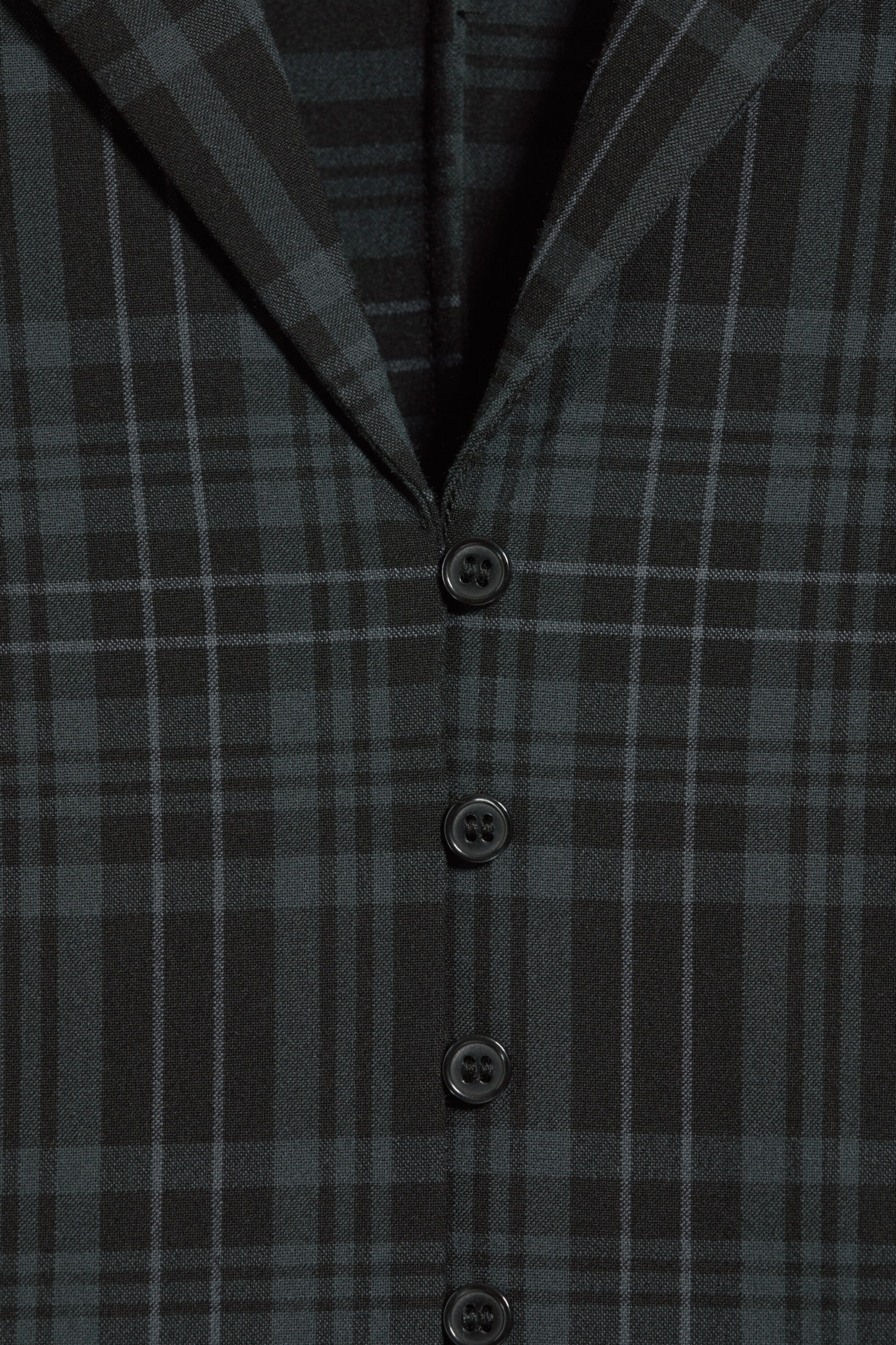 Noir à carreaux - Chemise trapèze à manchettes longues - 2
