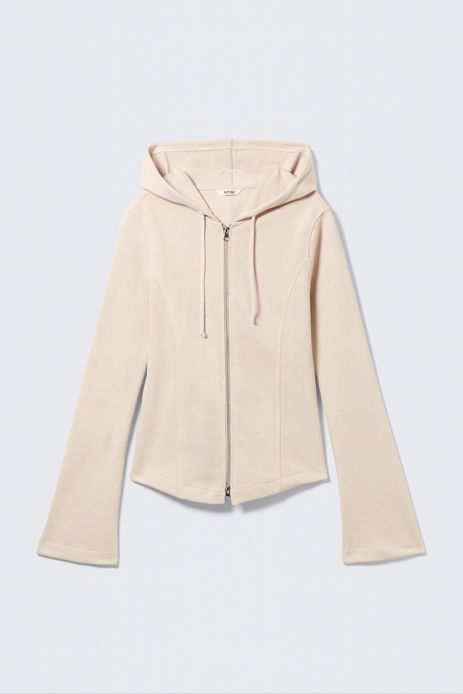 FITTED ZIP HOODIE - Dusty Cream/Sort - 2