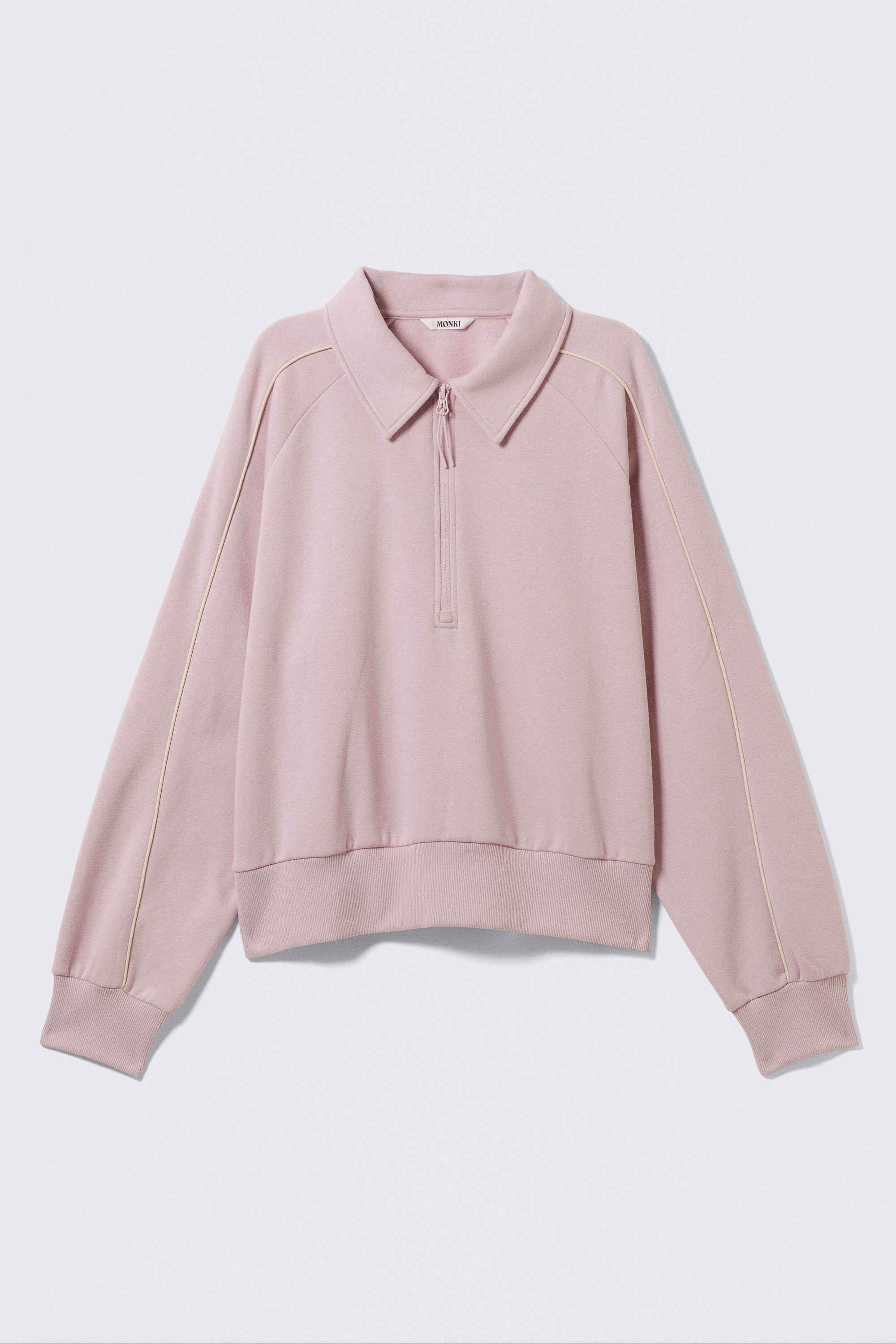 Light Dusty Pink - Loose Half-Zip Polo Sweatshirt - 1
