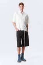 White - Oversized Draped Boxy Short-Sleeved Shirt - 2